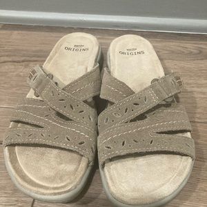 Earth Origins Savoy Shantel Womens Brown Leather Comfort Slide Sandals Size 6.5M